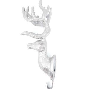 Metal Deer Hook Silver Wall Decoration Antlers 11.5" Tall Rustic Woods